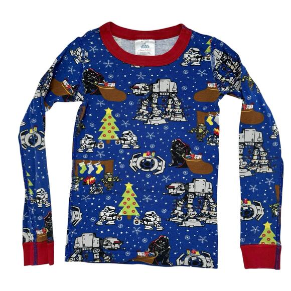 HANNA ANDERSSON PRIMARY Star Wars Holiday Long Johns Pajama Set 130 8 Blue Red - Picture 3 of 6